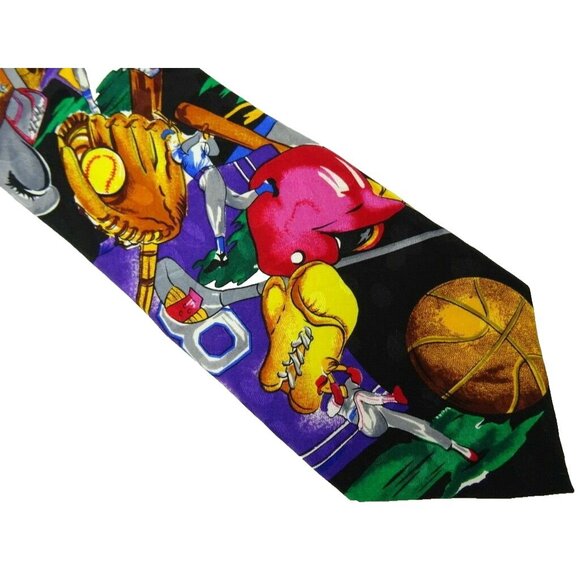 Baseball Silk Tie Sports Necktie Colorful Novelty Football Tennis - Picture 3 of 5
